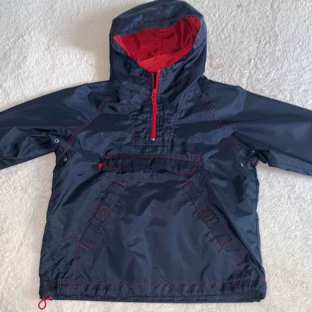 GAP Navy Blue and Red Windbreaker Jacket Hood 6/7 EUC